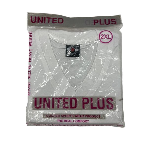 Vintage United Plus Under Shirt Mens 2XL White Ring Spun Cotton Short Sleeve - Picture 1 of 11